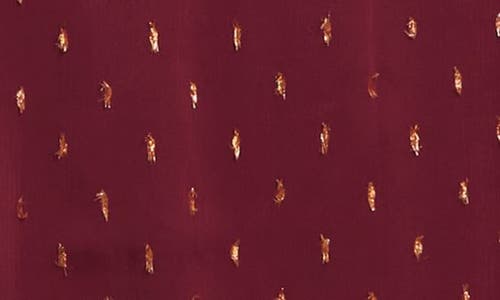 Zunie Kids' Emma Long Sleeve Metallic Clip Dot Dress In Burgundy/gold