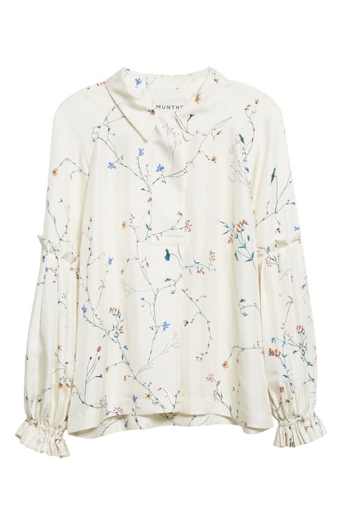 MUNTHE Jelima Floral Print Silk Blouse in Ivory