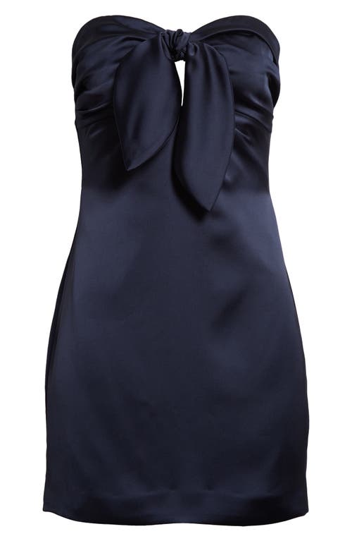 Shop Ramy Brook Orion Satin Bodice Strapless Minidress In Navy