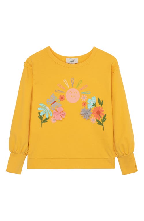 Peek Aren'T You Curious Kids' Let Love Grow Appliqué Cotton Sweatshirt in Yellow
