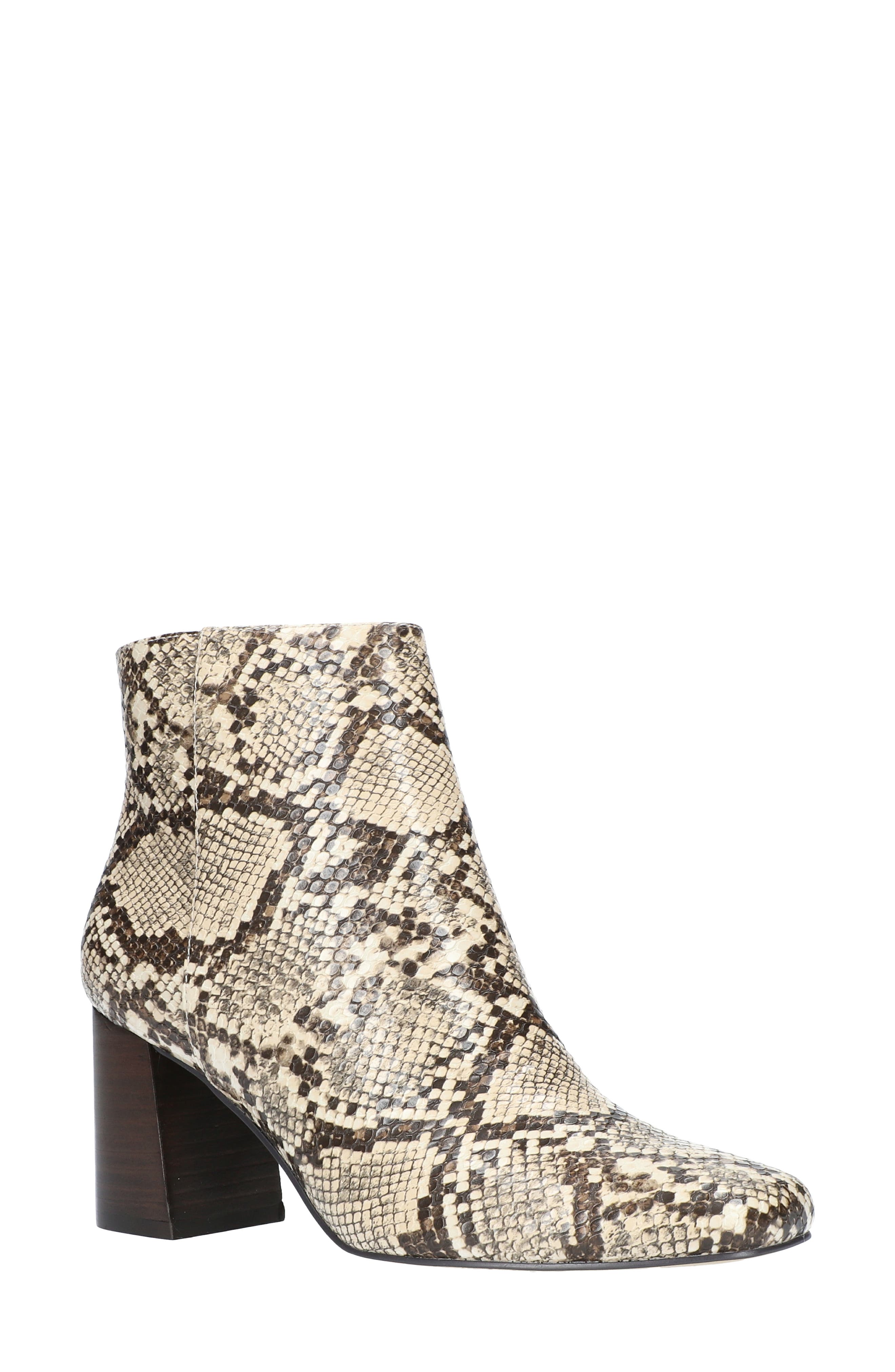 snake print womens booties