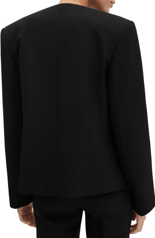 Shop Mango Padded Shoulder Collarless Jacket In Black