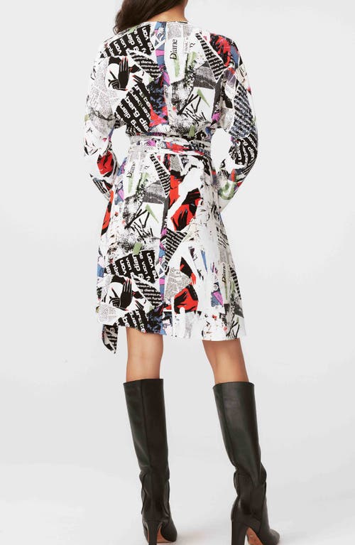 Shop Dvf Shia Long Sleeve Wrap Dress In Poster Girl