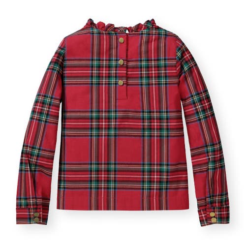 Shop Hope & Henry Girls' Ruffle Yoke Blouse, Toddler In Red Plaid