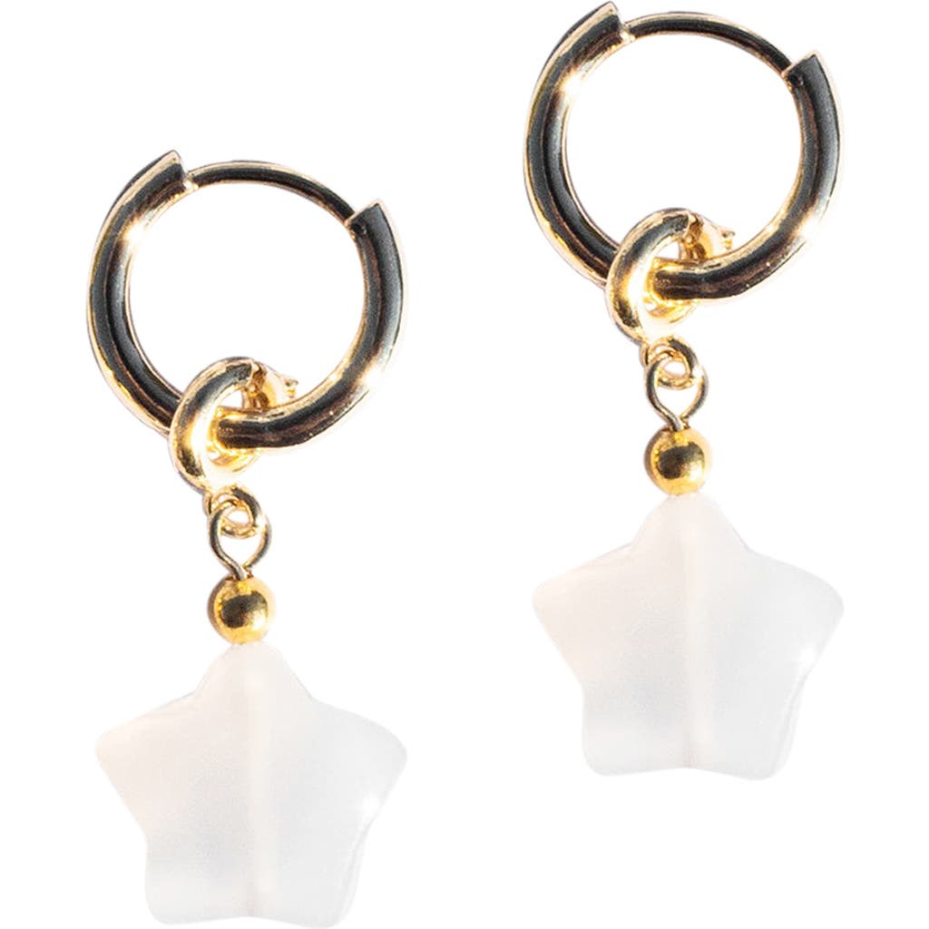 Seree Harvest Star White Jade Stone Charm Earrings In White