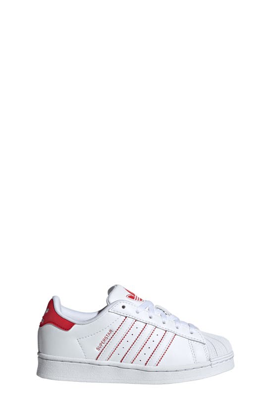 Shop Adidas Originals Kids' Superstar Sneaker In White/ Scarlet/ White