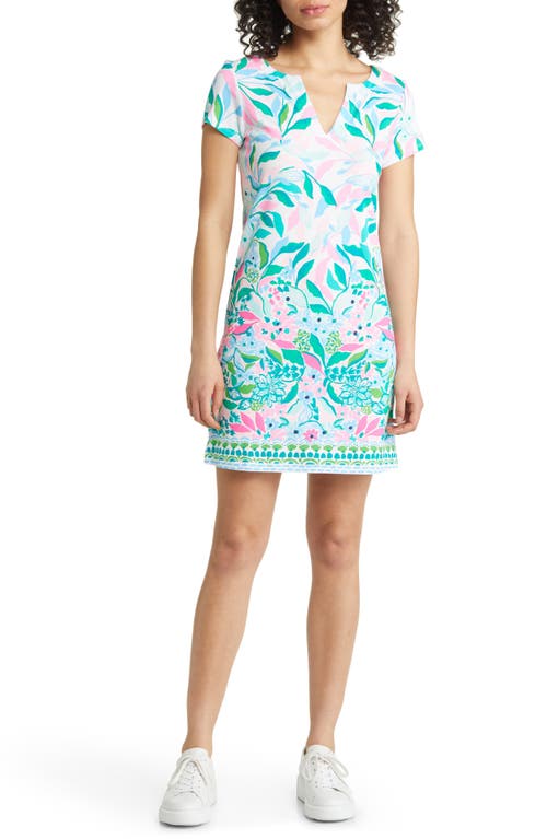 Lilly Pulitzer® Sophiletta UPF 50+ Short Sleeve Shift Dress in Water Lilly Green Leaf Dress