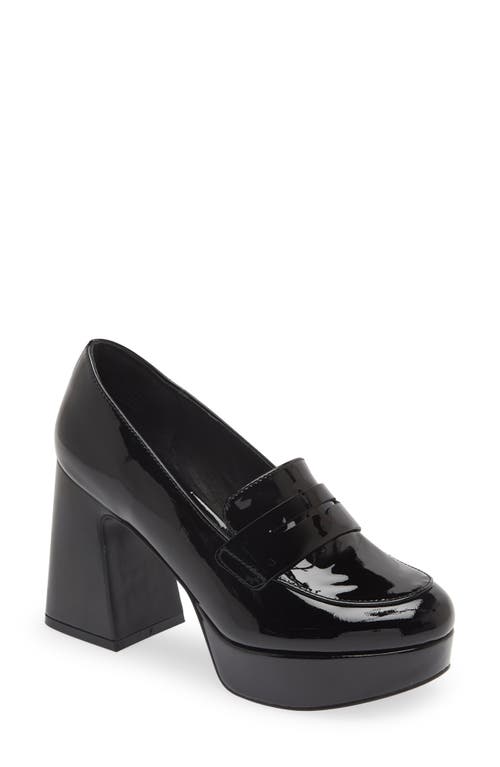 Cecelia New York Pinky Platform Penny Loafer in Black Patent