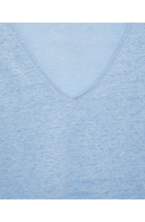 Mango Short-sleeved Linen T-shirt Sky Blue In Sky Blue