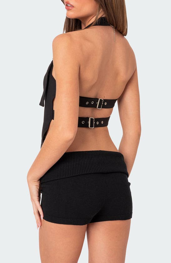 EDIKTED EDIKTED BUCKLE STRAP HALTER TOP