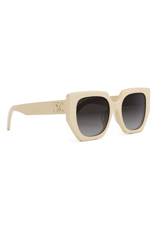 Shop Celine Triomphe 55mm Butterfly Sunglasses In Ivory/gradient Roviex