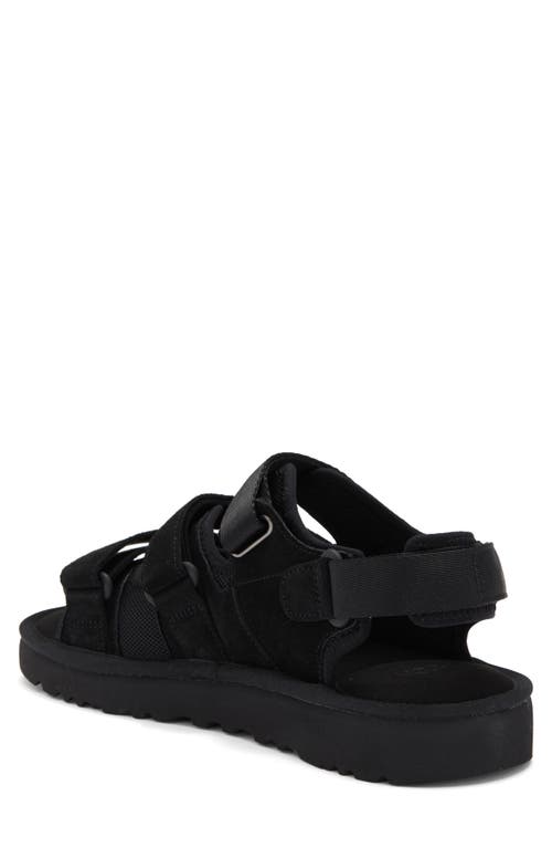 Ugg Mens Black Goldencoast Multi-strap Suede And Mesh-blend Flat Sandals In Black