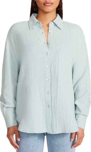 BB Dakota by Steve Madden Oh My Gauze Cotton Button-Up Boyfriend Shirt ...