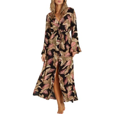 Billabong Valletta Long Sleeve Maxi Dress, Black