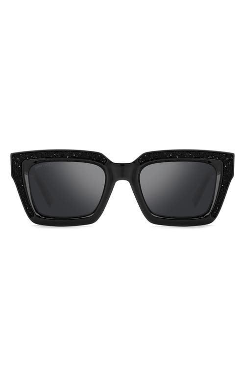 Jimmy Choo Megss 51mm Rectangle Sunglasses in Black/Silver Mirror