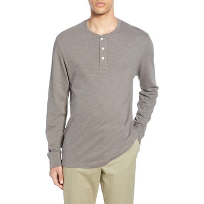 French Connection Slubbed Long Sleeve Henley, Grey