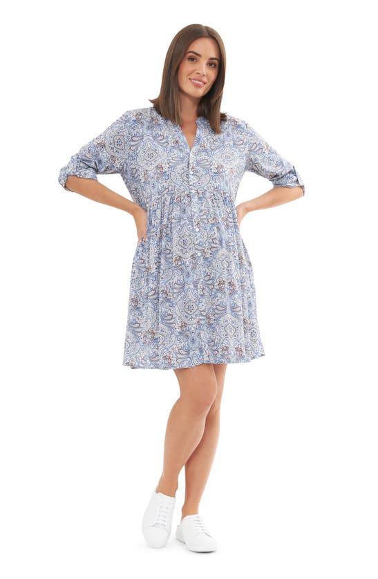 Shop Ripe Maternity Brook Layered Maternity Shirtdress In Lapis