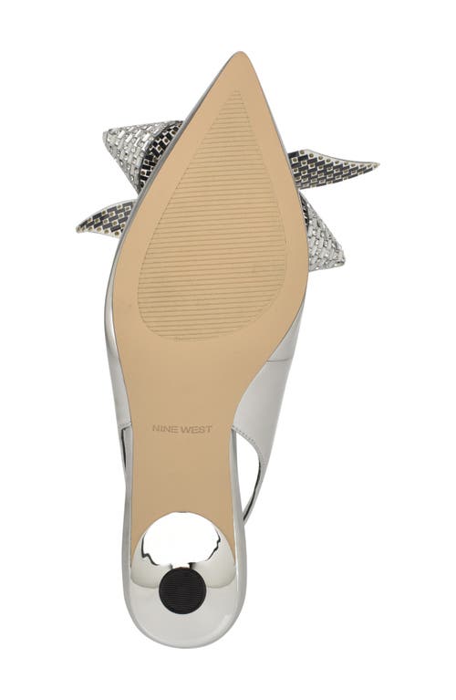 Nine West Wnrills Womens Bow Manmade Slingback Heels In Silver