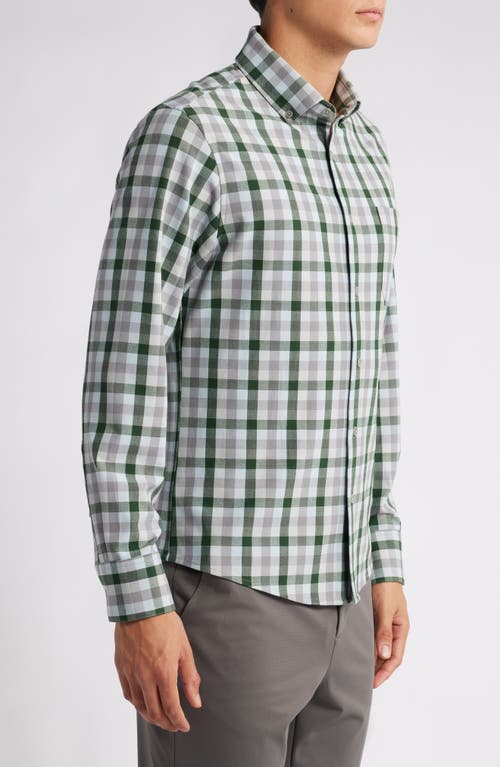 Shop Mizzen + Main Mizzen+main City Trim Fit Plaid Stretch Flannel Button-down Shirt In Spruce Multi Check