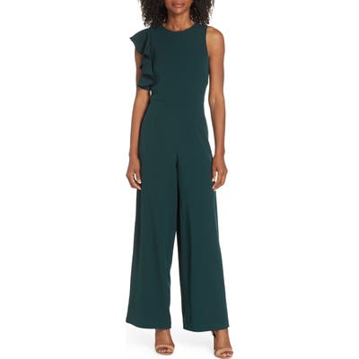 Julia Jordan Hunter Crepe Ruffle Shoulder Jumpsuit