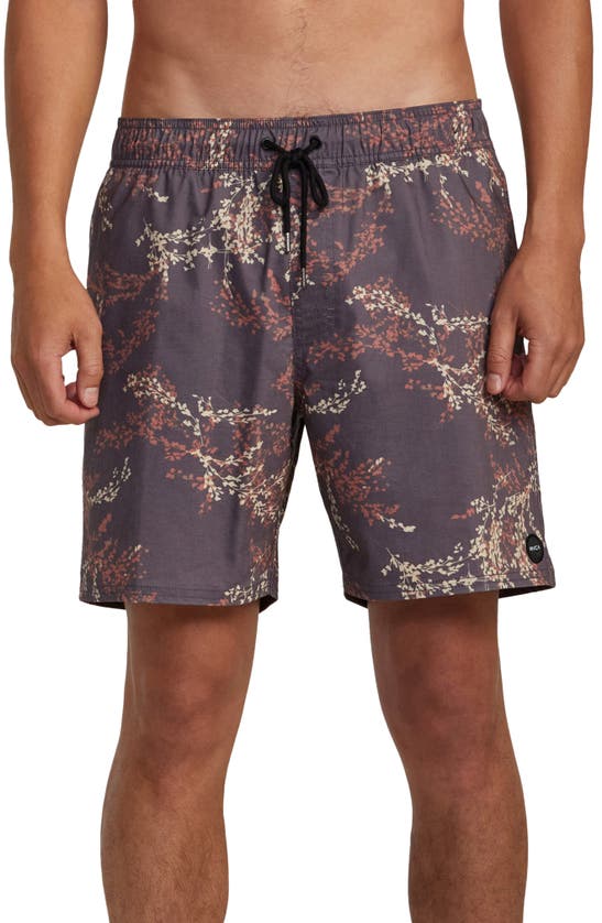 Rvca Barnes Swim Trunks In Dark Purple