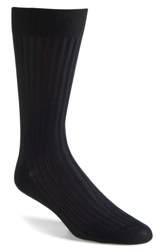 Pantherella Mid-calf Stretch-lisle Dress Socks In Navy 08