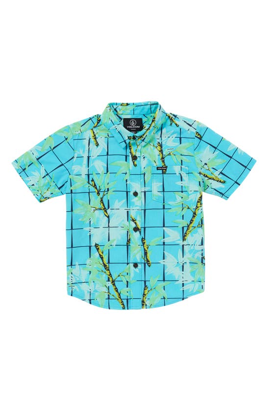 Volcom Kids' Bamboozled Short Sleeve Button-up Shirt In Clearwater
