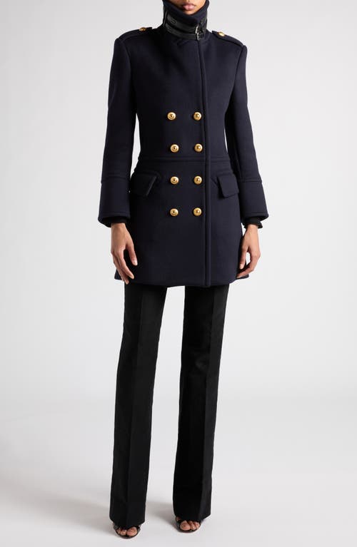 Shop Tom Ford Virgin Wool Felt Peacoat In Hb997 Dark Indigo