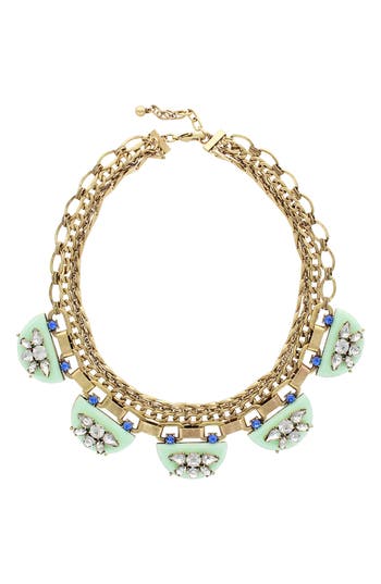 Shop Olivia Welles Naomi Crescent Necklace In Gold/mint