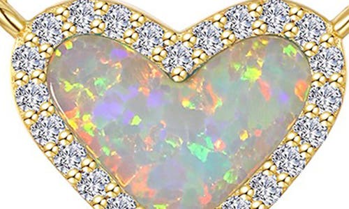 Lafonn Simulated Opal & Simulated Diamond Heart Pendant Necklace In White