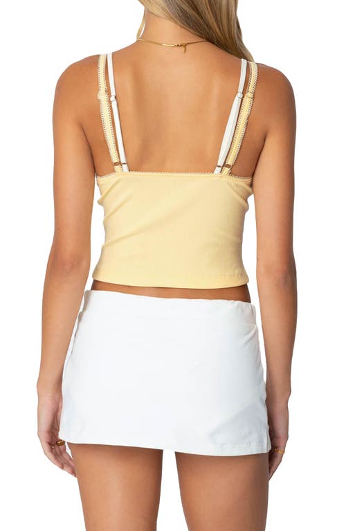 Shop Edikted Lacy Layered Crop Camisole In Yellow