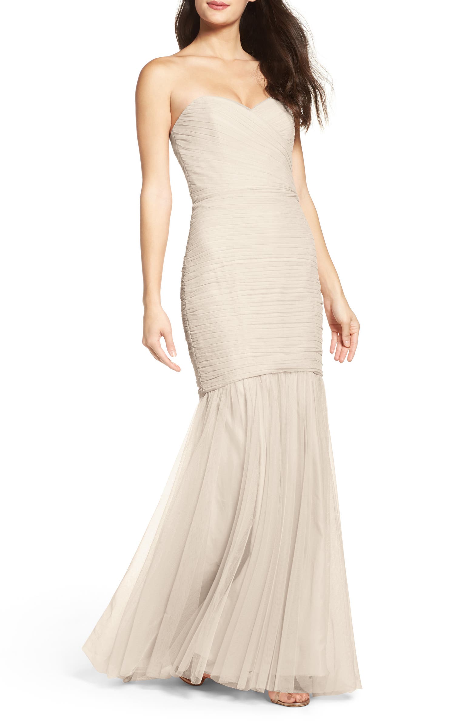 Amsale Strapless Crinkle Chiffon Gown | Nordstrom