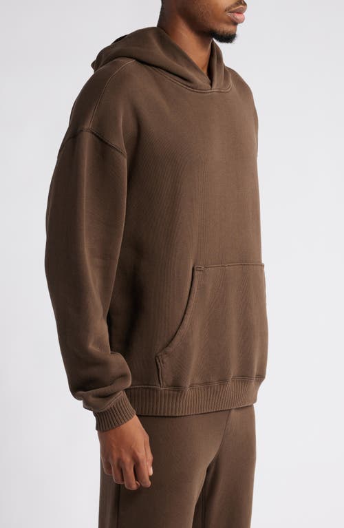 Shop Elwood Core Oversize Organic Cotton Brushed Terry Hoodie In Vintage Chocolate