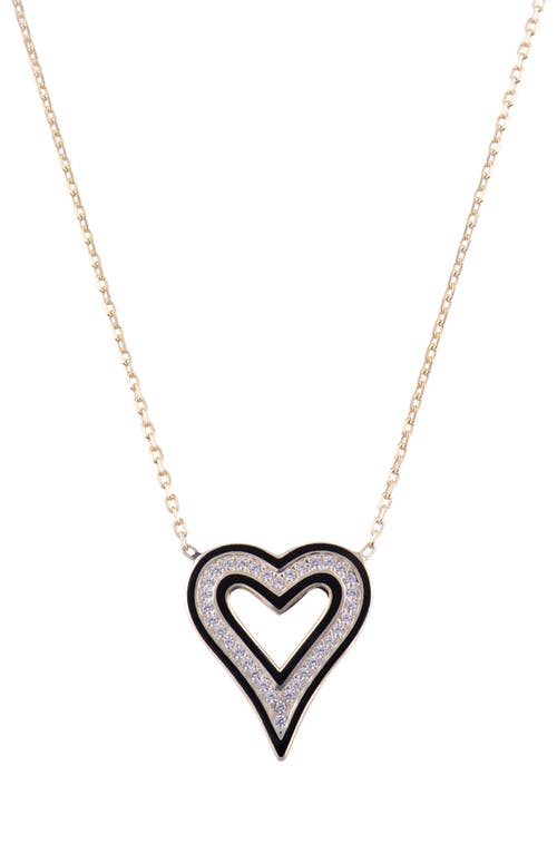 Shop Shymi Enamel Heart Pendant Necklace In Gold/black