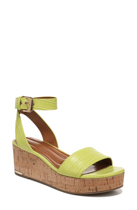 Franco Sarto Presley Espadrille Wedge Sandals Women's Shoes In Pear Green Crocco Faux Leather