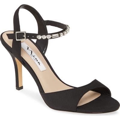 Nina Valena Crystal Strap Sandal, Black