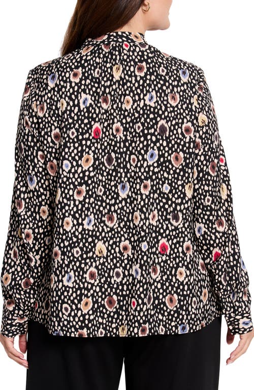 Nic + Zoe Nic+zoe Spotted Dots V-neck Top In Black Multi