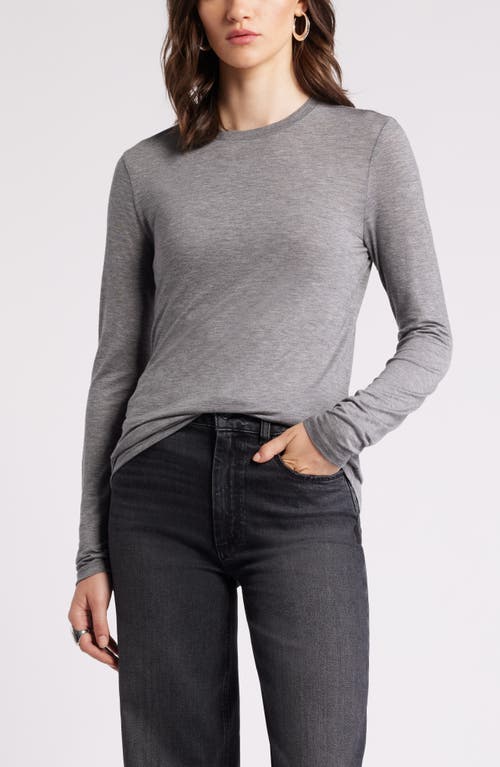 Shop Nordstrom Long Sleeve Lyocell & Wool T-shirt In Grey Dark Heather