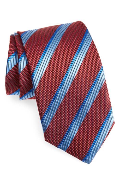 David Donahue Jacquard Stripe Silk Tie in Red