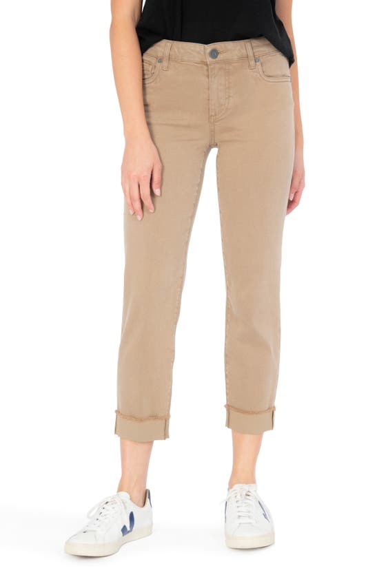 Kut From The Kloth Amy Fray Hem Crop Skinny Jeans In Taupe
