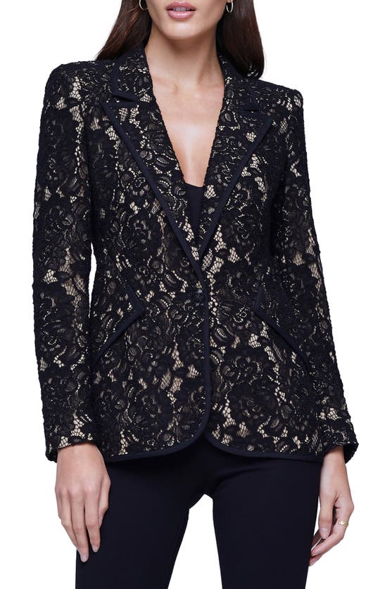 L Agence Chamberlain Lace Blazer In Black ModeSens