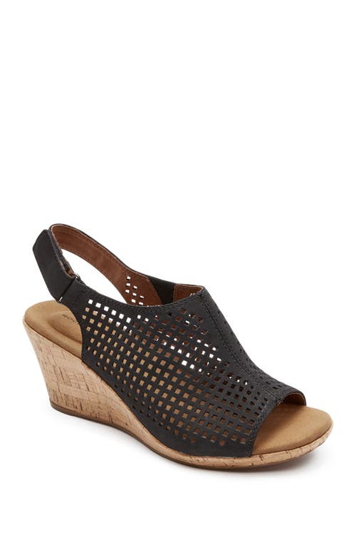 Briah Perforated Wedge Sandal - Wide Width Available in Black Nbk