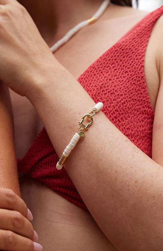 Shop Brook & York Capri Beaded Shell Bracelet In Gold/ White