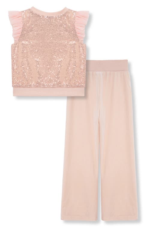 Shop Habitual Kids Kids' Velour Sequin Top & Sweatpants Set In Light Pink