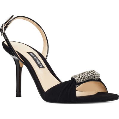 Nine West Ondrea Crystal Embellished Slingback Sandal- Black
