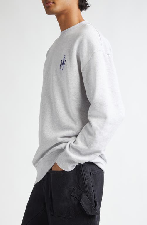 Shop Jw Anderson Anchor Embroidered Graphic Crewneck Sweatshirt In Light Grey Melange