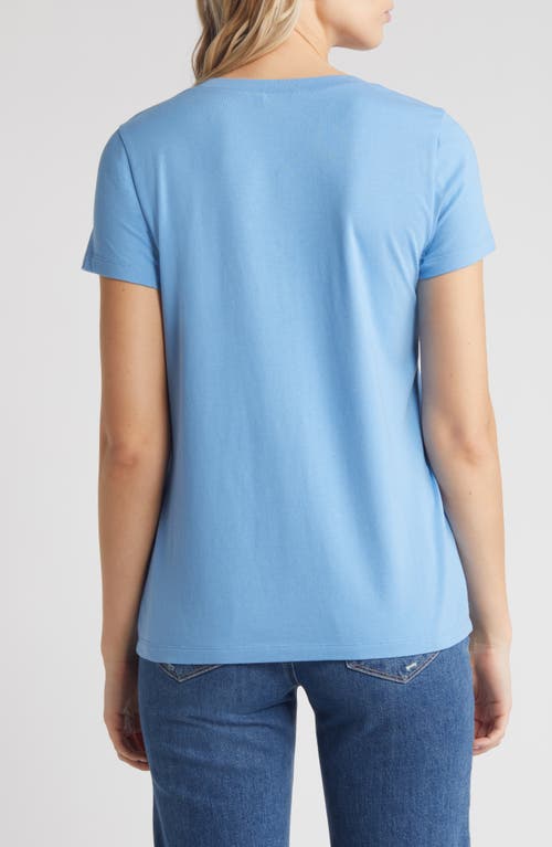 Shop Caslonr Caslon(r) Stretch Cotton Blend V-neck T-shirt In Blue Lake