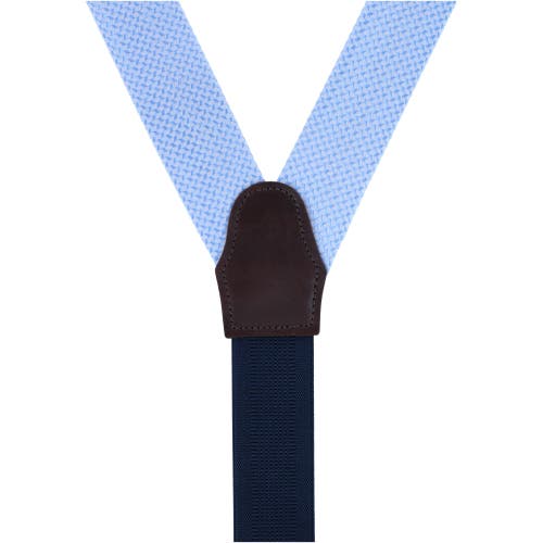 Trafalgar Gamma Geometric Pattern Silk Button End Suspenders In Light Blue