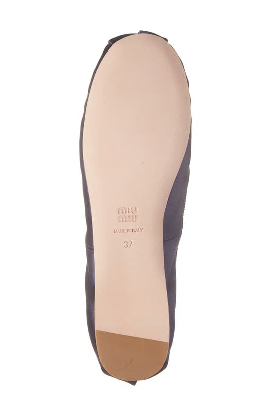 Shop Miu Miu Logo Strap Ballet Flat In Baltico