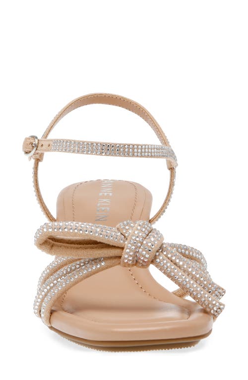 Anne Klein Womens Embellished Slip On Block Heel In Clear Crystal/beige